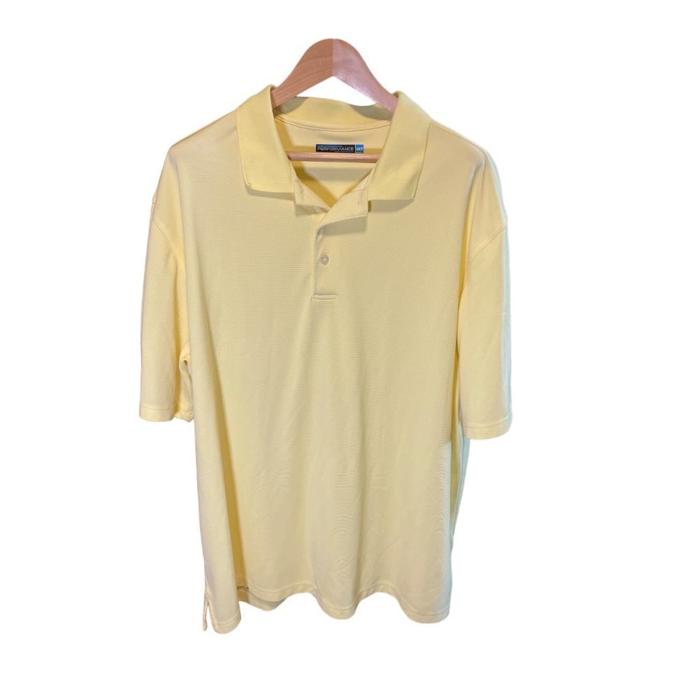 Roundtree & Yorke Performance Yellow Collared Pullover Golf Shirt Sz 3XT
